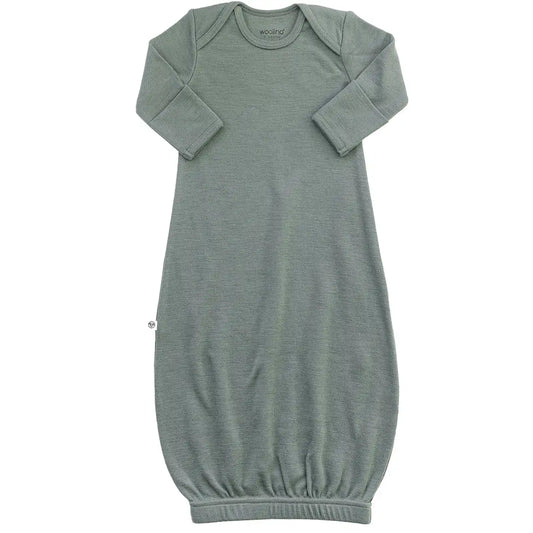 Baby Gown, Merino Wool, 0-6 Months, Sage