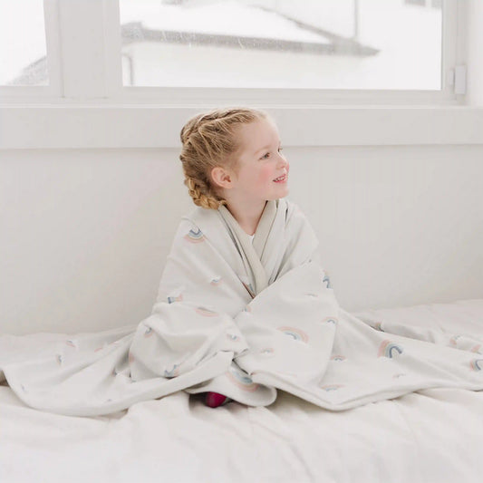 Toddler Blanket, 4 Season® Merino Wool & Organic Cotton Blanket, 52.5" x 40", Rainbow