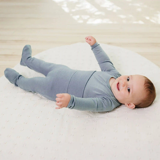 Baby Footed Pants, Merino Wool, Blue